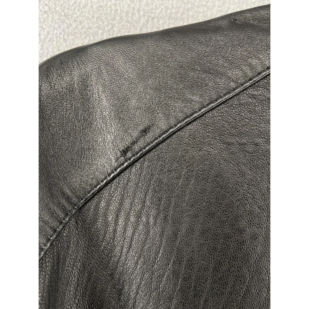 7Diamonds Jacket Mens XL Black Leather Moto Biker Bomber‎ Sprint